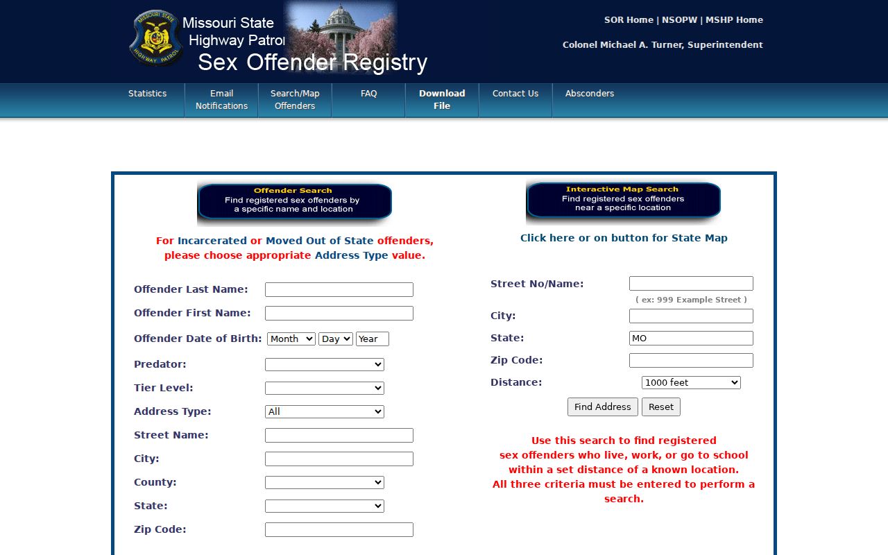 Cape Girardeau County sex offender search on the Missouri registry
